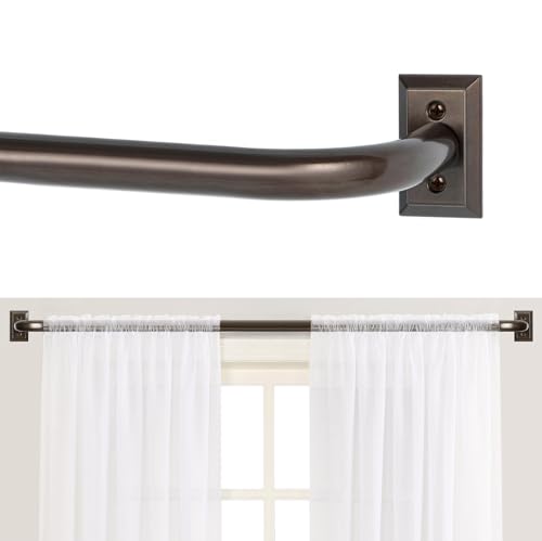 Image of TANGWIN Bronze Wrap Around Curtain Rods 28 to 60 Inch:Blackout Heavy Duty Adjustable Window Curtain Rod for Bedroom Kitchen,Modern Decorative Curved French Metal Single Drapery Rod Easy Install,Brown