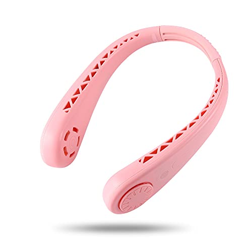 Ventilateur de collier rechargeable pour travailler et voyager au frais en rose
