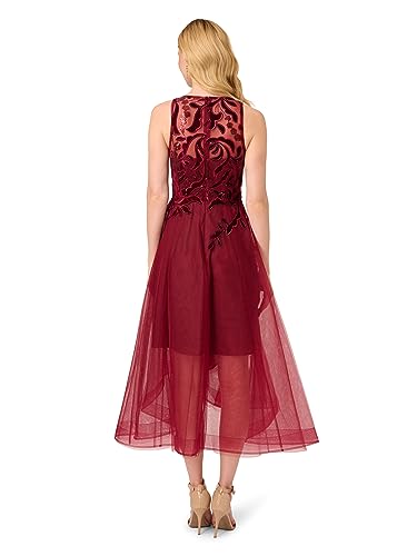 Image of Adrianna Papell Women's Halter Velvet Tulle Dress