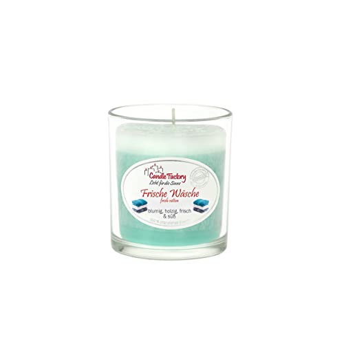 Candle Factory Party Light - Velas aromáticas de estearina vegetal en vaso de whisky (30 horas de combustión, aroma de ropa fresca) Cover
