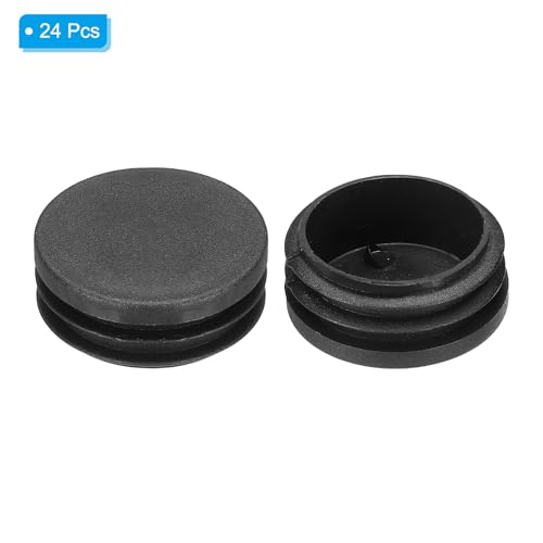 Image of PATIKIL 1-5 /8 inch Plastic Tubing End Caps, 24Pcs Round Hole Plug Insert for Round Iron Pipe Chair Leg Table Bookshelves Patio Furniture, Black