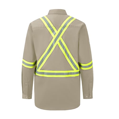 Image of Ousafeve FR Shirts for Men Hi Vis 6.5oz Flame Resistant Welding Shirts | UL Certified, Loose Fit, 100% Cotton, NFPA2112 CAT2 Arc Flash Rated, Fire Retardant Shirt for Men
