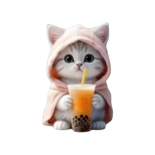 かわいい猫の車のエアコン吹き出し口アロマセラピークリップ、アロマセラピーオーナメント子猫の装飾インテリア漫画車フラットACR S7Y0