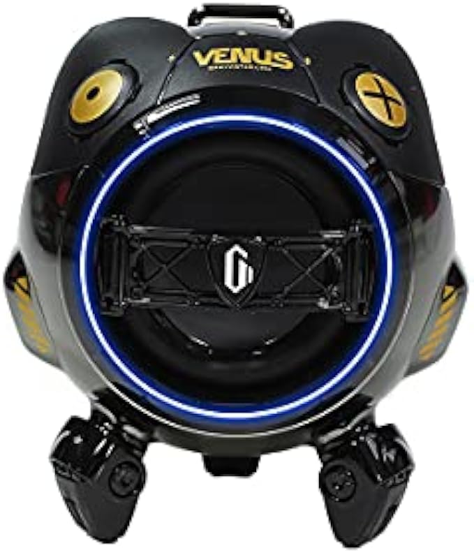 GravaStar Outdoor Bluetooth Speaker with Subwoofer, Portable Party Speaker for iPhone, Laptop, IPX5 Waterproof, Stereo Dual Pairing, 6 Lights, 10H Playtime, Venus Series (Shadow Black)