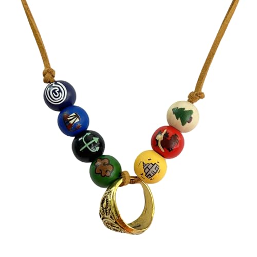 PPX Brown Cord Painted 7pcs Wooden Bead Demigod...