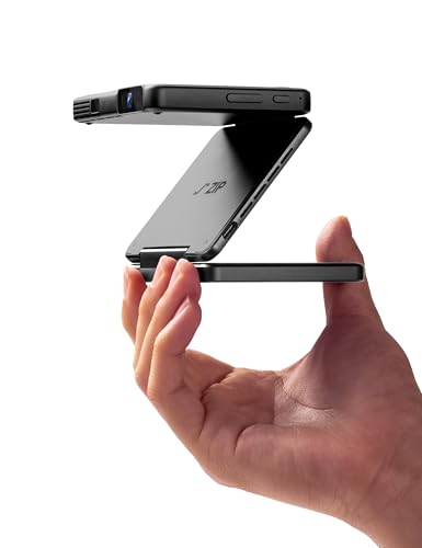 Image of Aurzen ZIP Tri-Fold DLP Ultra-Portable Mini Projector with Bluetooth 5.4, Screen Mirroring, 5000mAh Battery, Type-C Fast Charging, Zero-Lag Focus&Keystone, Pocket Pico Projector, Built-in Stand, Grey