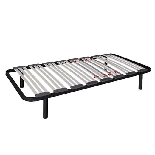 Miroytengo Somier multiláminas con REGULADORES LUMBARES, FIRMEZA Adaptable, Tubo 40x30MM y LÁMINAS de Haya Natural Antideslizantes (con Patas, 90x180 cm)