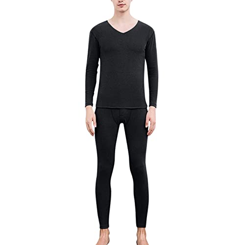 Generisch Juego de ropa interior térmica para hombre de seda de leche con regulación de temperatura para invierno sin costuras (negro, XL)