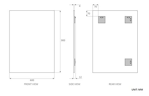 Waterstone Mirrors & Frames LTD 60 x 90cm Rectangle Bathroom Mirror, Unframed, Frameless Bathroom Mirror with Wall Hanging Fixing Hardware
