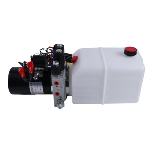 Image of HOLDWELL 6 Quart 12V Dual-Double Power-Up Power-Down Acting Hydraulic Pump 2.0 GPM Hand Held endant with 15-foot Removal Cord and Start Solenoid