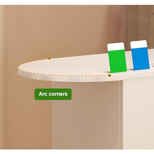 Bureau d'accueil blanc moderne avec éclairage LED et placard rangement - 4