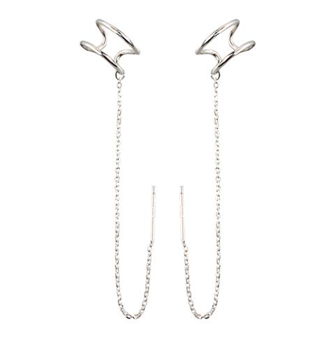 Threader Tassel Earrings 925 Sterling Silver Cuff Chain Earrings for Women Cartilage Earrings