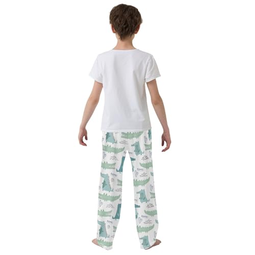 ZZXXB Cute Crocodiles Boys Long Pants Soft Trousers Elastic Waist Kids Lounge Bottoms with Pockets S-XL3