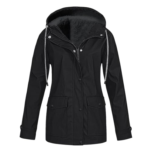 Mrat Veste Manteaux pour femme - Veste doublée en polaire - Veste imperméable coupe-vent à capuche - Parka d'hiver chaude - Coupe-vent - Tenue d'extérieur...