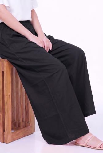 Image of Women Plazzo | Rayon Wide Leg for Women | Elastic Waist Flared Palazo Trousers | Comfortable Casual & Ethnic Wear Palazzo Pants