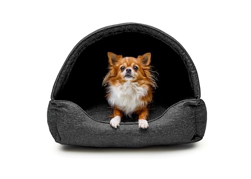 Bjird Hundebett & Hundehütte in einem - Hundehaus mit Dach für kleine und mittelgroße Hunde - Hundehöhle - Hundebox - Hundesofa - Bezug abnehmbar & waschbar - stabiles Hundekorb - 60x 47 cm