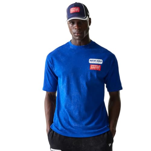 Camiseta Oversize Azul con diseño lineal RB Racing de corte relajado para verano