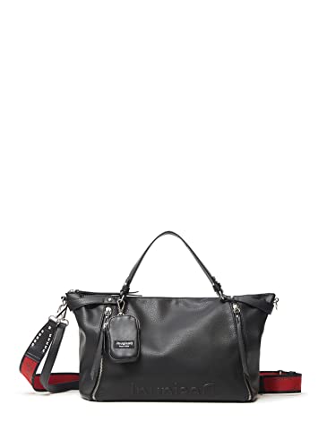 Desigual Bols_Embossed Half Libia, Borsa a Mano Donna, Nero, OneSize