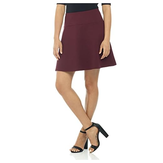 Rekucci Saia feminina Flippy Ease Into Comfort cintura larga larga larga Ponte de luxo, Borgonha, M