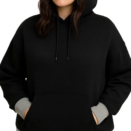 Image of RodZen Cotton Fleece Oversized /Loose Fit Hooded Sweatshirt Full Sleeves Solid Jumper Hoodie for Women /Girls