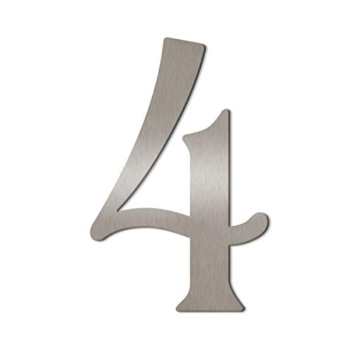 Preisvergleich Produktbild Thorwa® verschnörkelte Design Edelstahl Hausnummer Cabaletta Stil, Edelstahl gebürstet / geschliffen, H: 160mm / 16cm (4)