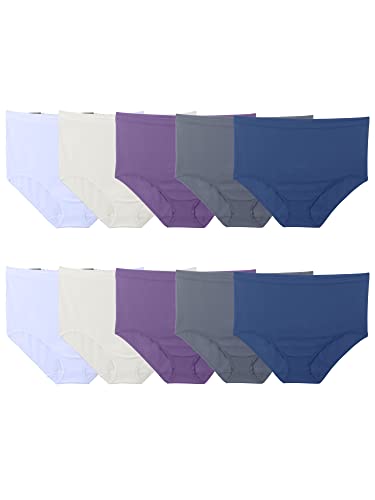 Fruit of the Loom Women's Fit for Me Plus Size Assorted Seamless Brief Underwear, 10 Pack