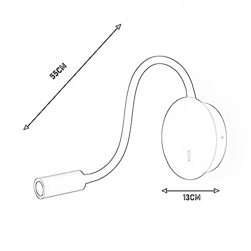 Foco de pared interior de 3W con interruptor y lámpara de cuello de cisne 4