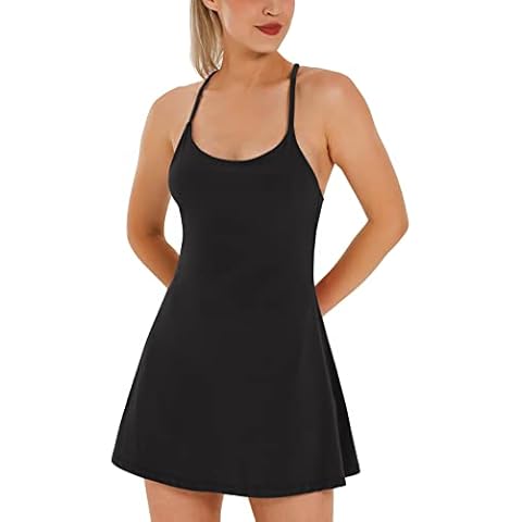 Ewedoos Women's Tennis Dress with Built-in Bra & Shorts Pockets Cover