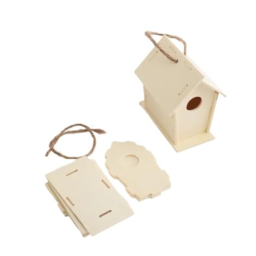 Maison d'oiseau en bois noble avec cordon de suspension extérieur