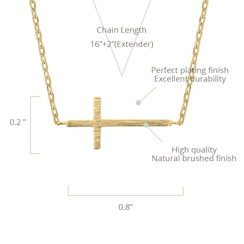 MUSTHAVE Side Cross 18K Gold Plated Necklace With Message Card, Color Gold and Silver, Anchor Chain, Best Gift Necklace, Size 16 inch + 2 inch Extender, Gift Card2