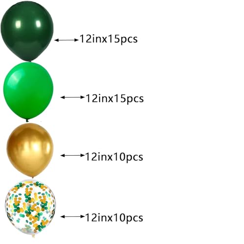 Image of We Moment 12 Inch Green Dark Green Balloons And Chrome Gold Balloon with Confetti Balloons,for St. Patrick's Day Baby Shower Party Decoations