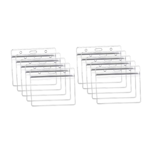 Zynphancer 10個入りIDカードホルダー 横型両面クリア ? 防水設計 耐久性プラスチック製 オフィス学校向け