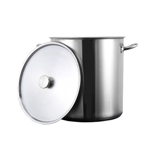 IvyLoutish Olla de Acero Inoxidable 304 con Tapa, Apta para inducción, Fondo Compuesto de 3 Capas, Gran Capacidad, Apta para Todo Tipo de cocinas.