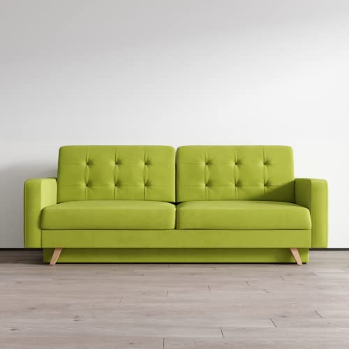 MEBLE FURNITURE & RUGS Vegas Mid-Century Modern Tufted Futon Sofa, Queen Sleeper with Storage (Green) MEBLE FURNITURE & RUGS Vegas Mid-Century Modern Tufted Futon Sofa, Queen Sleeper with Storage (Green)