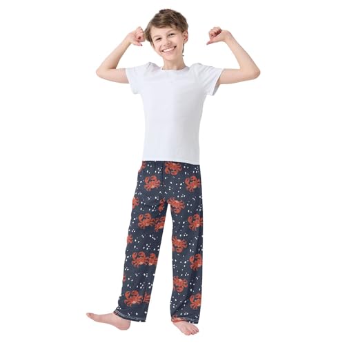ZZXXB Retro Crabs Boys Long Pants Soft Trousers Elastic Waist Kids Lounge Bottoms with Pockets S-XL2