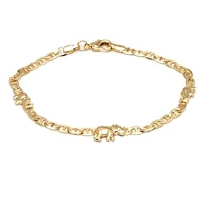 Barzel 18K Gold Plated Flat Marina Elephant Anklet For Women – Made In Brazil