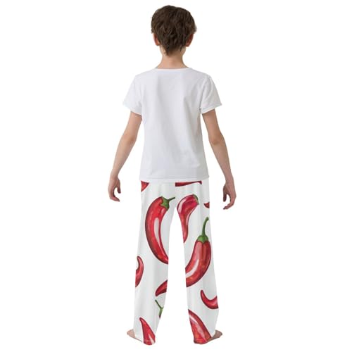 ZZXXB Chili Pattern Boys Long Pants Soft Trousers Elastic Waist Kids Lounge Bottoms with Pockets S-XL3