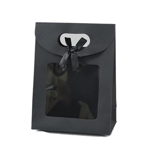 LYHYDMA Cajas para tartas Caja blanca y negra de 10/20 piezas con ventana transparente, recuerdos boda, fiesta cumpleaños, dulces, aperitivos, bolsa embalaje for galletas, Navidad(S-Black,20pcs)