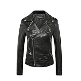 Chaqueta De Cuero De Solapa Mujeres Clásico Abrigo Otoño Otoño Invierno Dama Más Talla Abrigo ! (Color : Black, Size : Small)