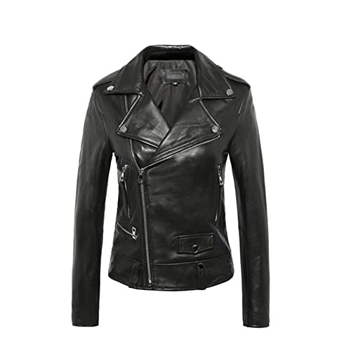 Chaqueta De Cuero De Solapa Mujeres Clásico Abrigo Otoño Otoño Invierno Dama Más Talla Abrigo ! (Color : Black, Size : Small) Cover