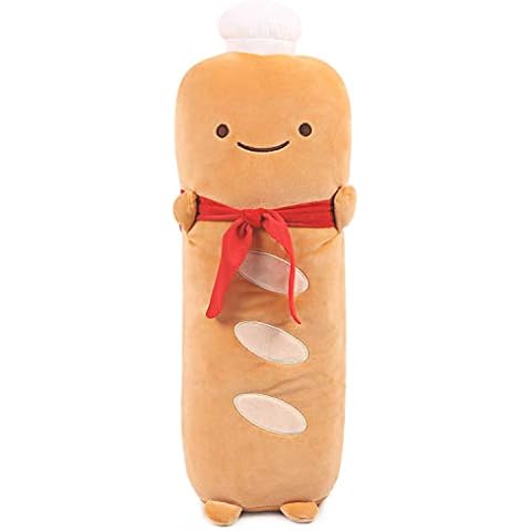 ARELUX Funny 17.7in Toast Baguette Pillow,French Baguette Shape Plush Hugging Pillow with Red Scarf,Soft Toast Food Sofa Cushion for Home Decor,Plush Toy for Friends Family Birthday Cover