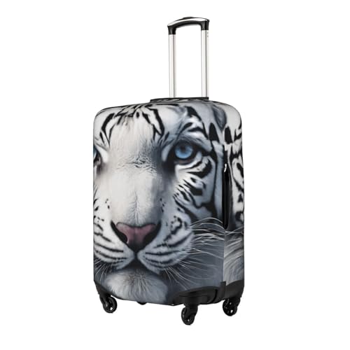 White Tiger Print Travel Elastic Suitcase Luggage Baggage Cover Protector, Washable And Anti-Scratch2