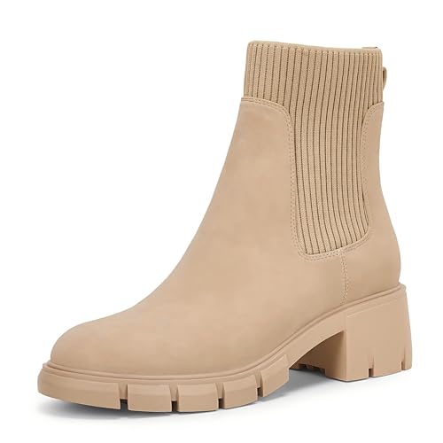 Coutgo Damen Chelsea Plateau Stiefel mit Elastischem Einstieg...