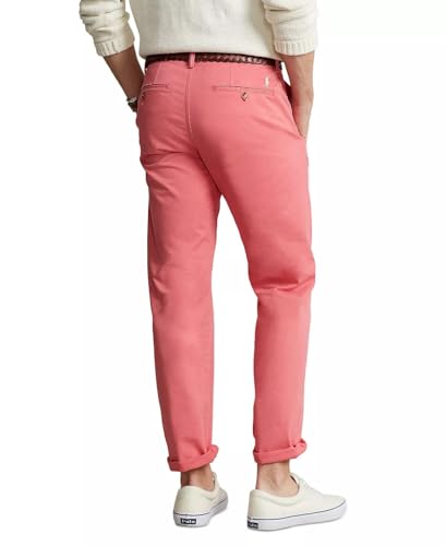 Ralph Lauren Polo Men's Stretch Straight Fit Flat Front Chino Pants (32W x 32L, Pale Red)3