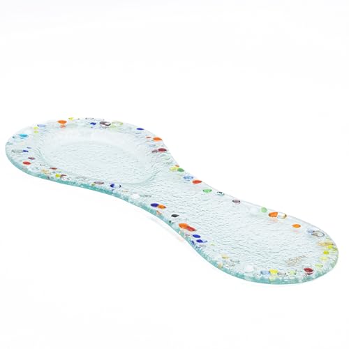 SOSPIRI VENEZIA Repose-cuillère de cuisine en verre de style Murano – élégant accessoire de vaisselle pour louches et cuillères 30 x 13 cm – pour maison, restaurant, bar, idée cadeau