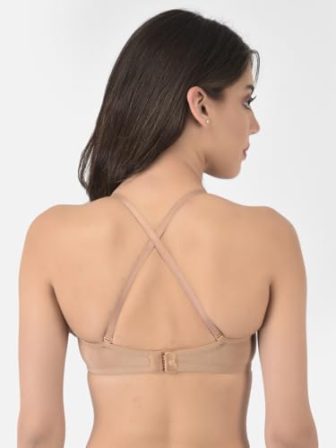 Image of Softline Women's Cotton Rich Padded Wired Demi-Cup Bra | Seamless, Breathable & Soft Fabric | Everyday Comfort & Support