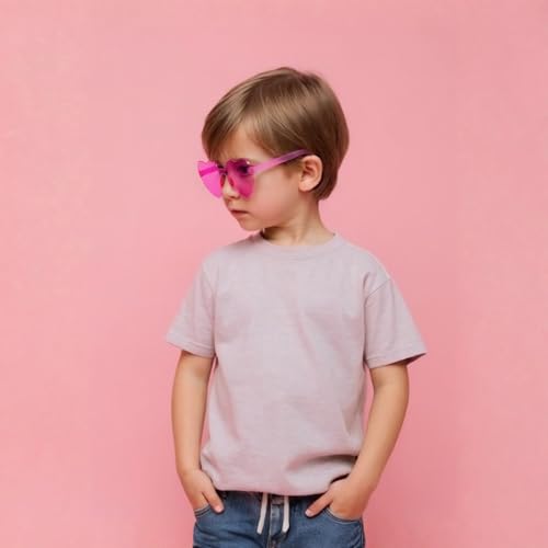 Heart Shaped Sunglasses for Women, 14 Pairs Pink Heart Sunglasses, Candy Color Frameless Love Glasses, Funny Transparent Rimless Glasses for Party4