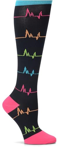 Nurse Mates Women's Calf Socks | 12-14 mmHg Compression | Superior Support & Comfort | 1 Pair | EKG Black