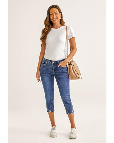 luvamia Jean Capri Pants for Women High Waisted Ripped Skinny Jeans Stretchy Denim Capris Cropped Jeggings with Pockets4