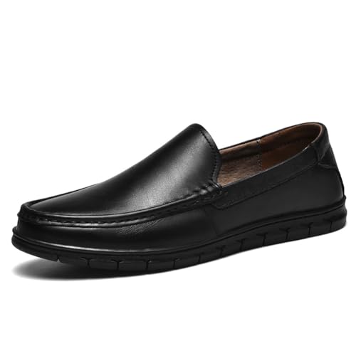 Men's Casual Genuine Leather Loafer Flats Slip On Soft Walking Driving Shoes - Main Image